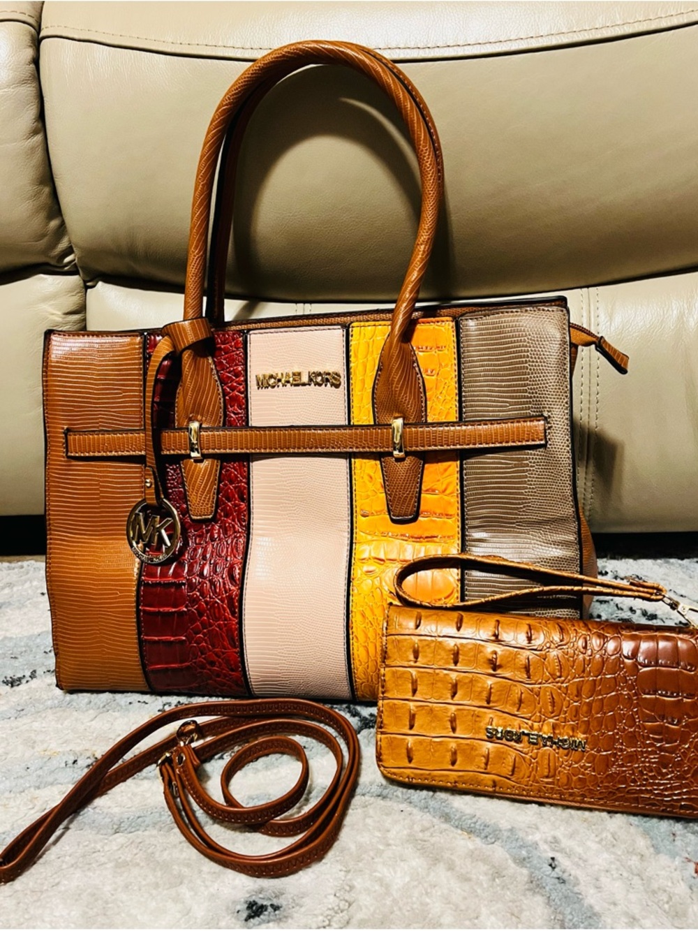 Michael Kors (NOT) Multi-Color Croc-Embossed Leather Tote/Crossbody with Wallet